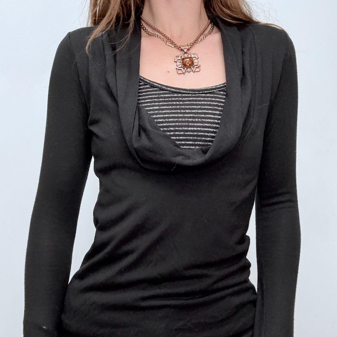 Black slouchy cowl neck t-shirt