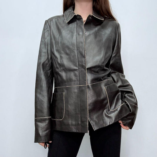Black leather minimalist jacket