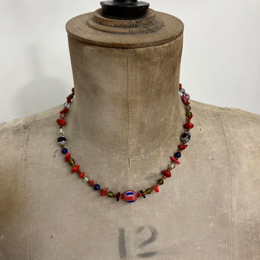 Beaded gem necklace