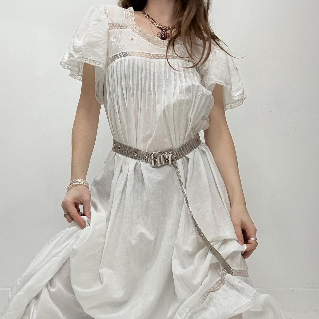 White lace embroidered nightie dress