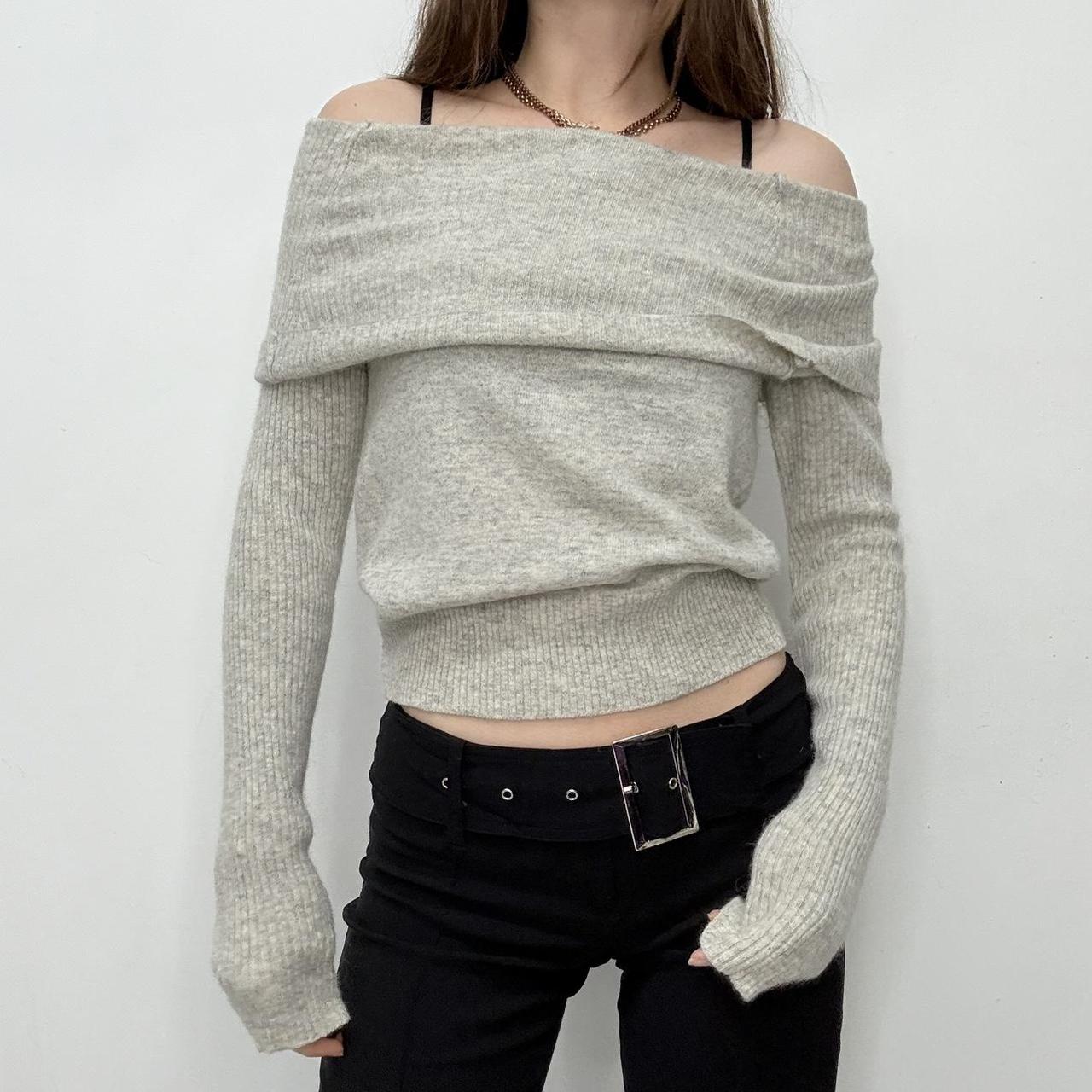 Grey off the shoulder slouchy jumper