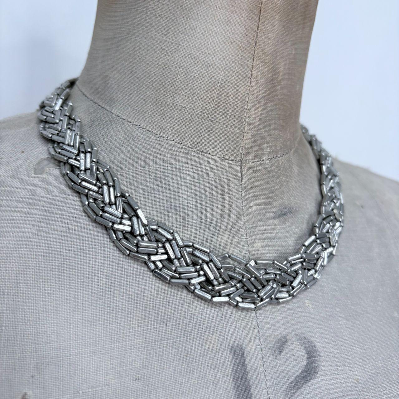 Silver beaded chain necklace