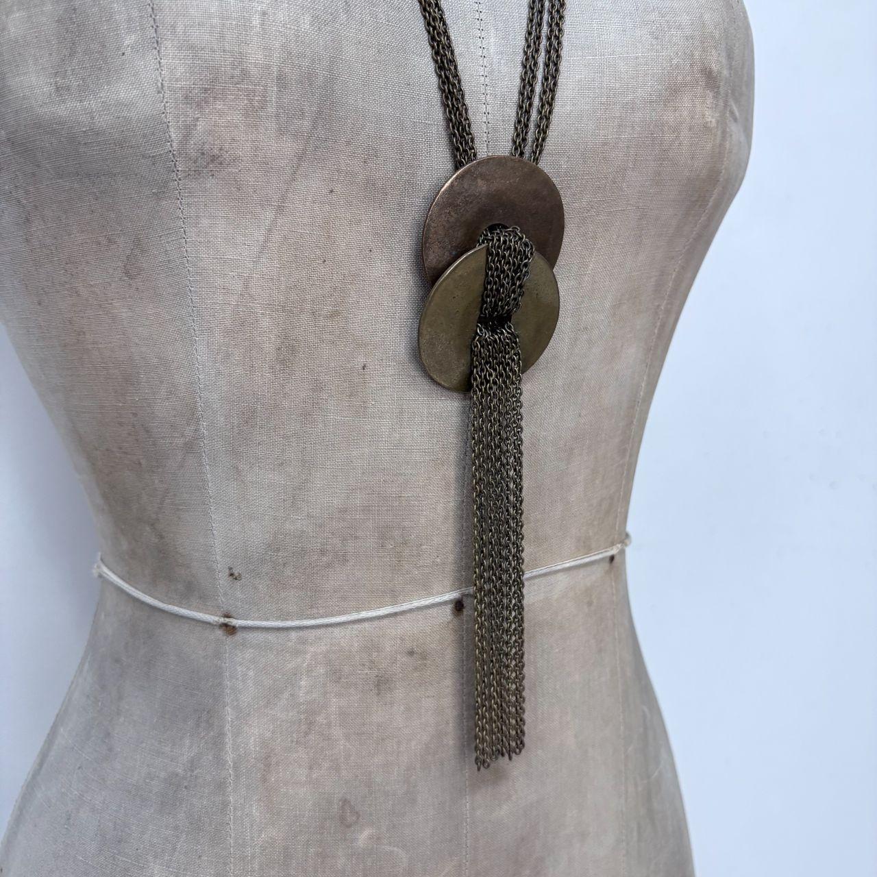 Brass long draped chain necklace