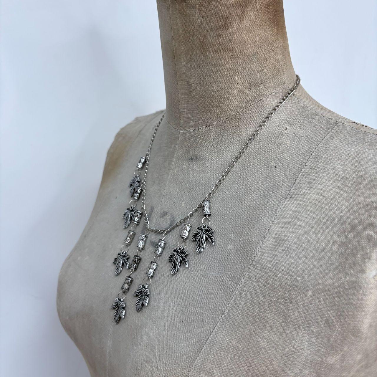 Layered leaf charm necklace