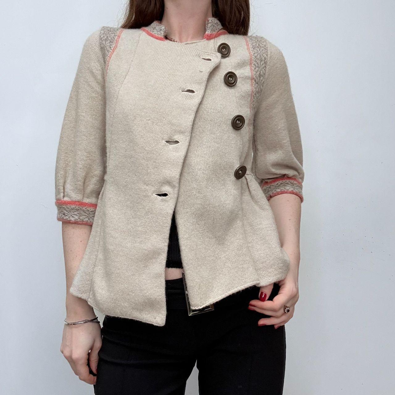 Preppy high neck pea coat cardigan