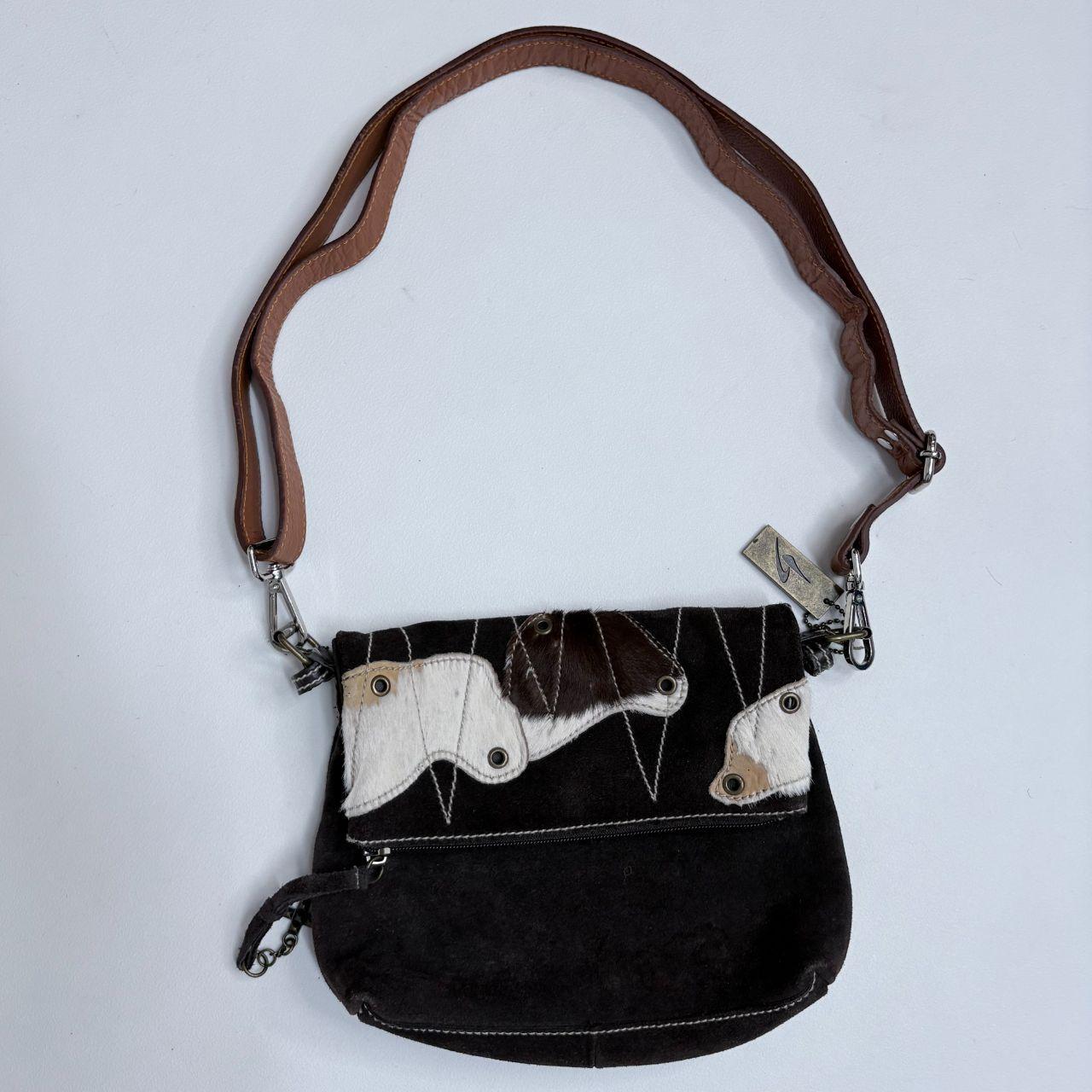 Pony hide studded cow shoulder bag
