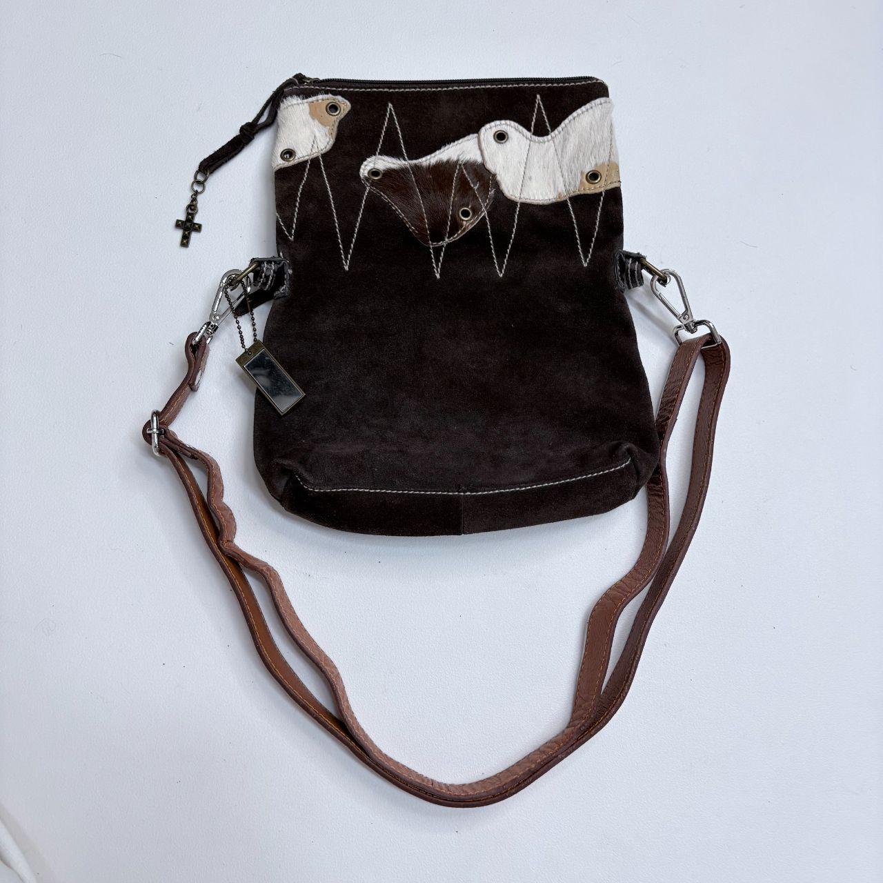 Pony hide studded cow shoulder bag