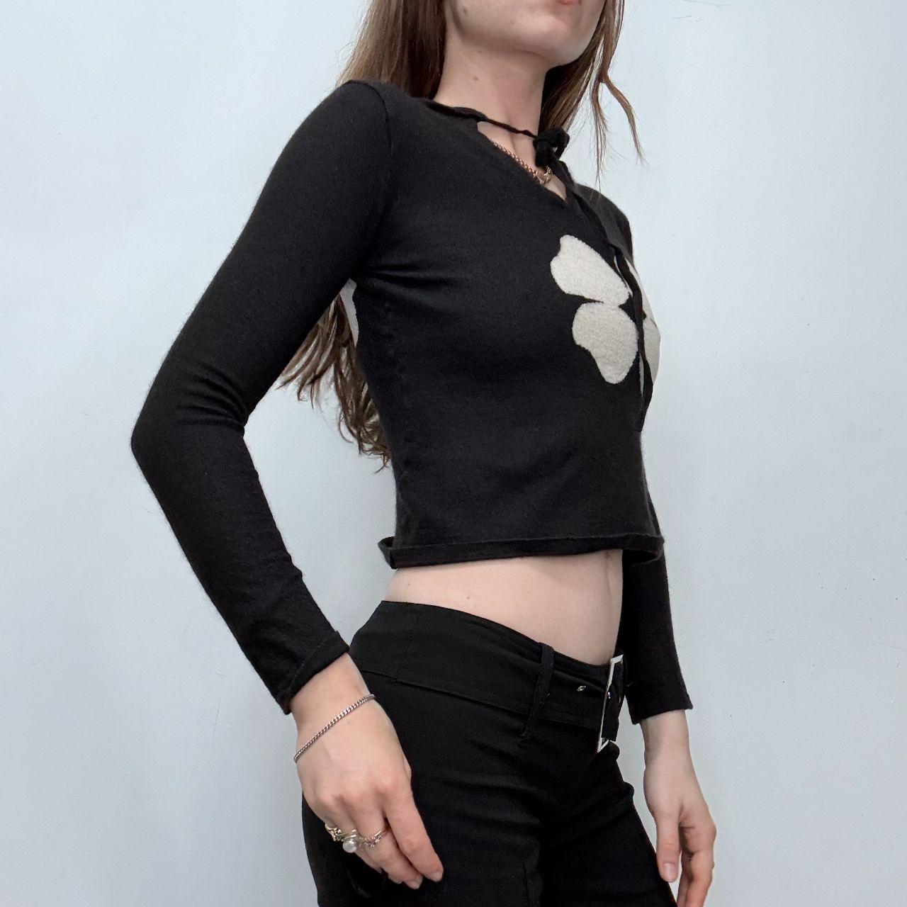 Cropped black wool boho top