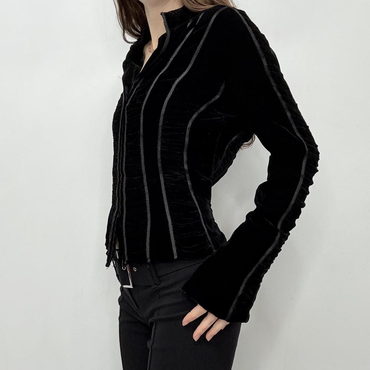 Black velvet cinched corset shirt