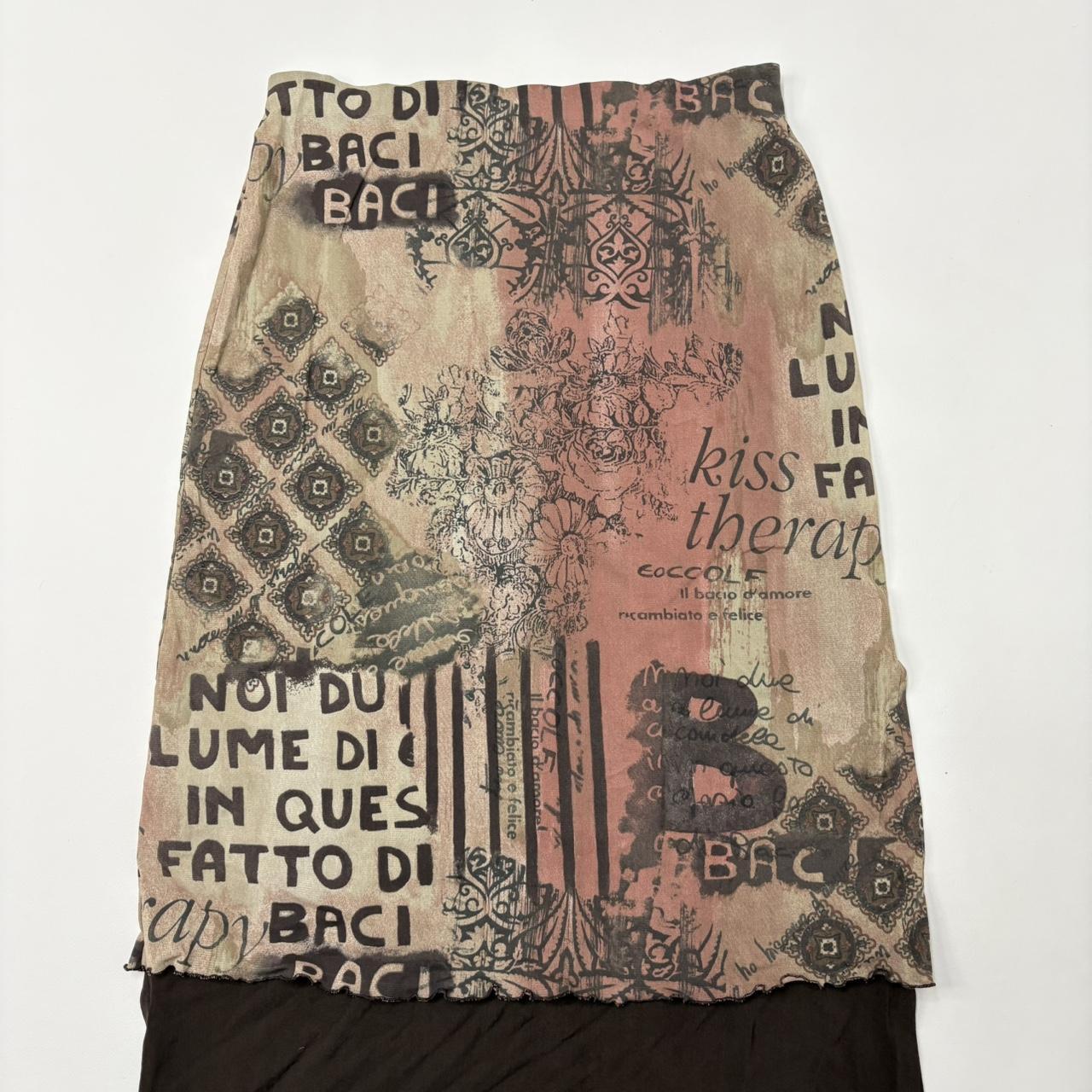 Sheer mesh graphic grunge y2k skirt