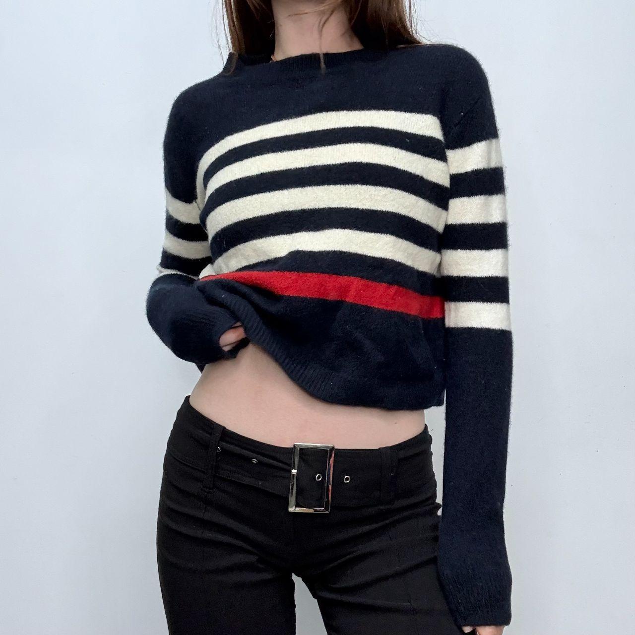 Navy wool striped knit jumper