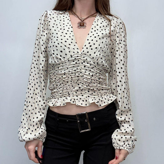 Polkadot puff gathered shirt