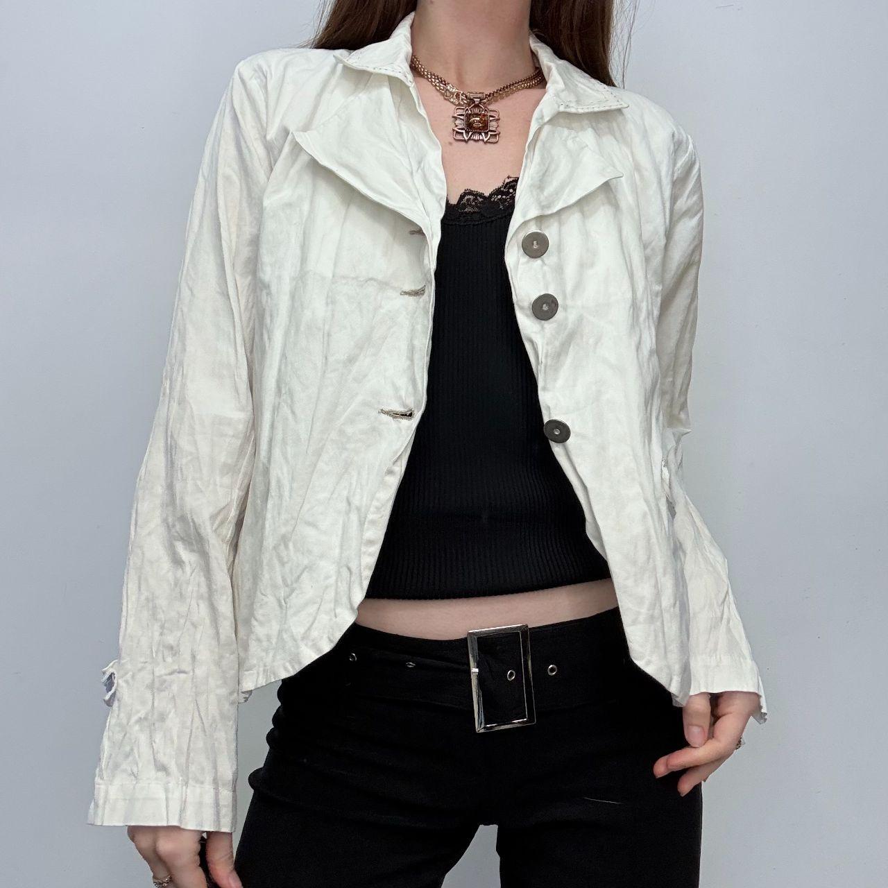 White crinkle flared jacket