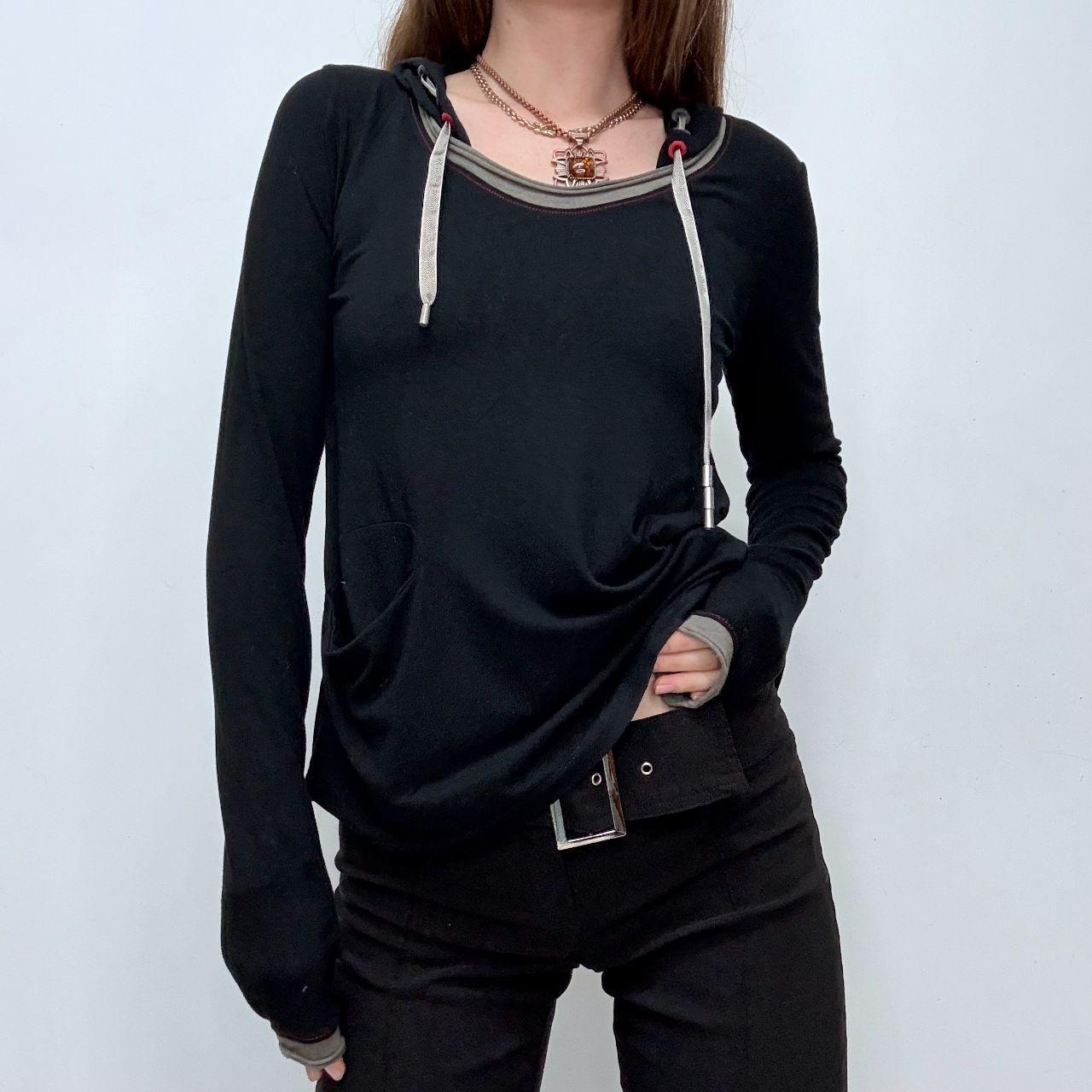 Black slouchy cop copine hooded top
