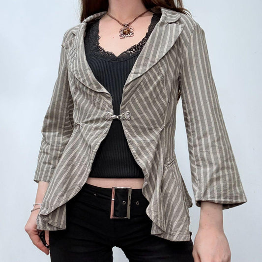 Pinstripe flared ruffle baroque jacket