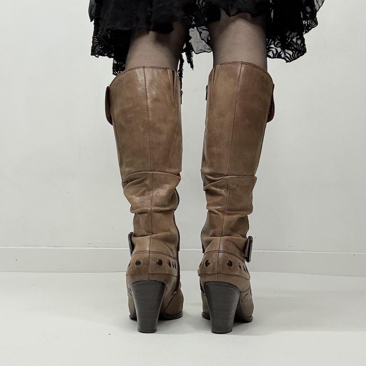 Tan leather studded boots