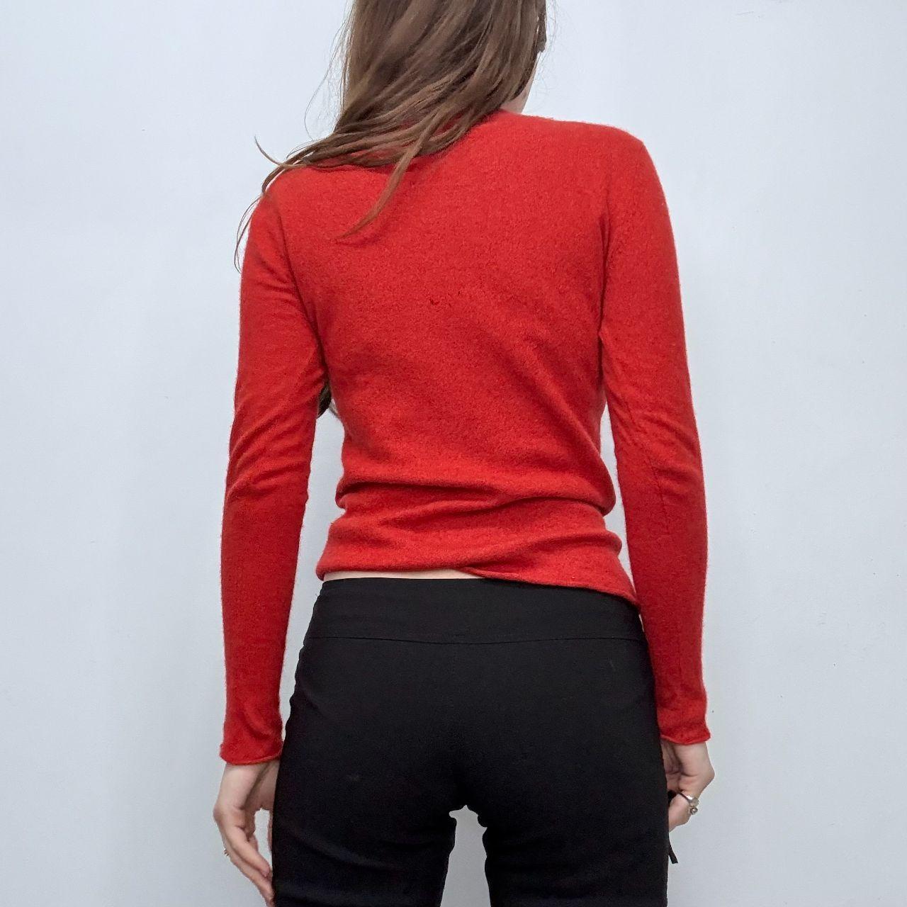 Orange knitted cashmere polo jumper