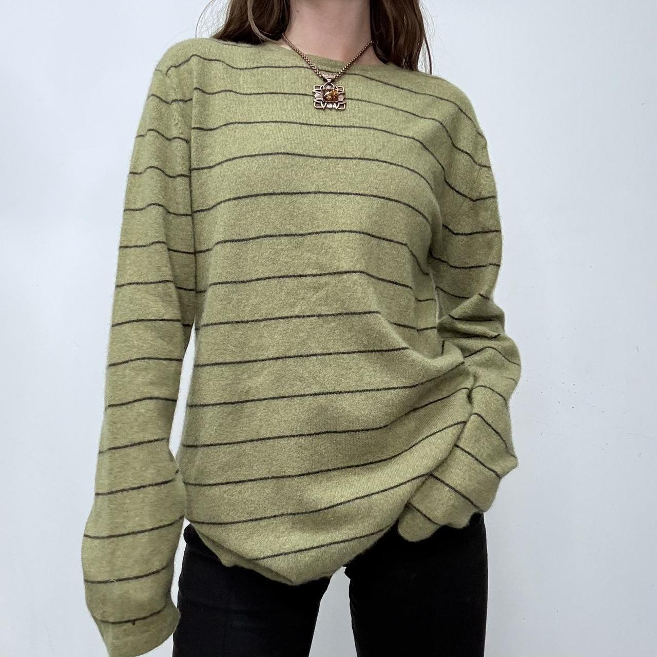 Green cashmere striped jumper