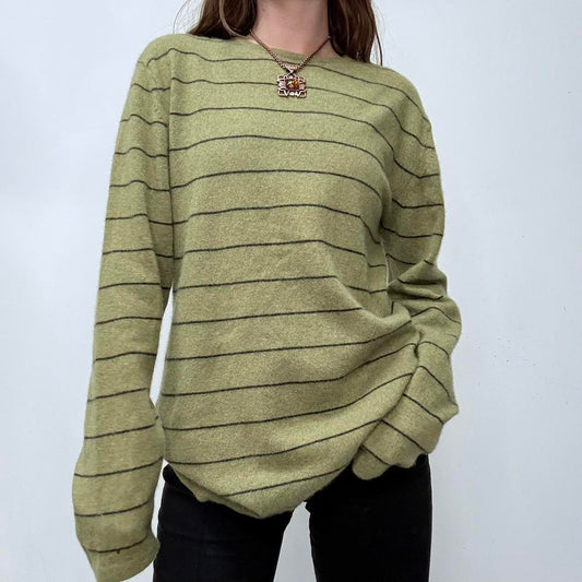 Green cashmere striped jumper
