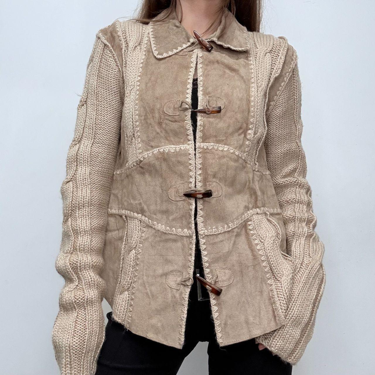 Knitted crochet suede boho jacket