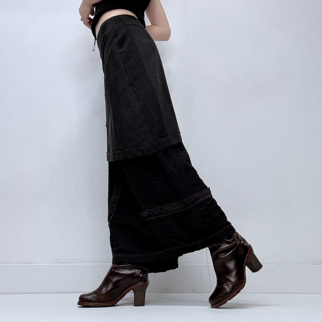 Asymmetric layered grunge pinstripe skirt