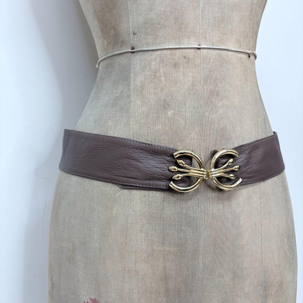 Brown leather buckle belt