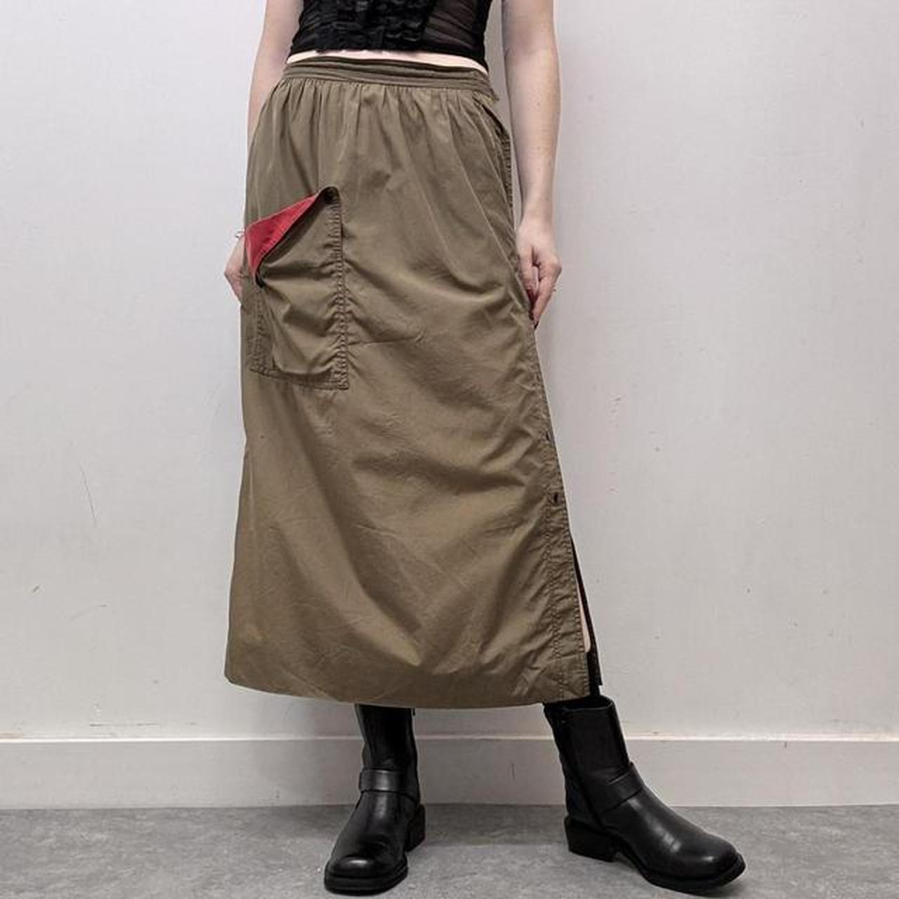Khaki a-line utility skirt