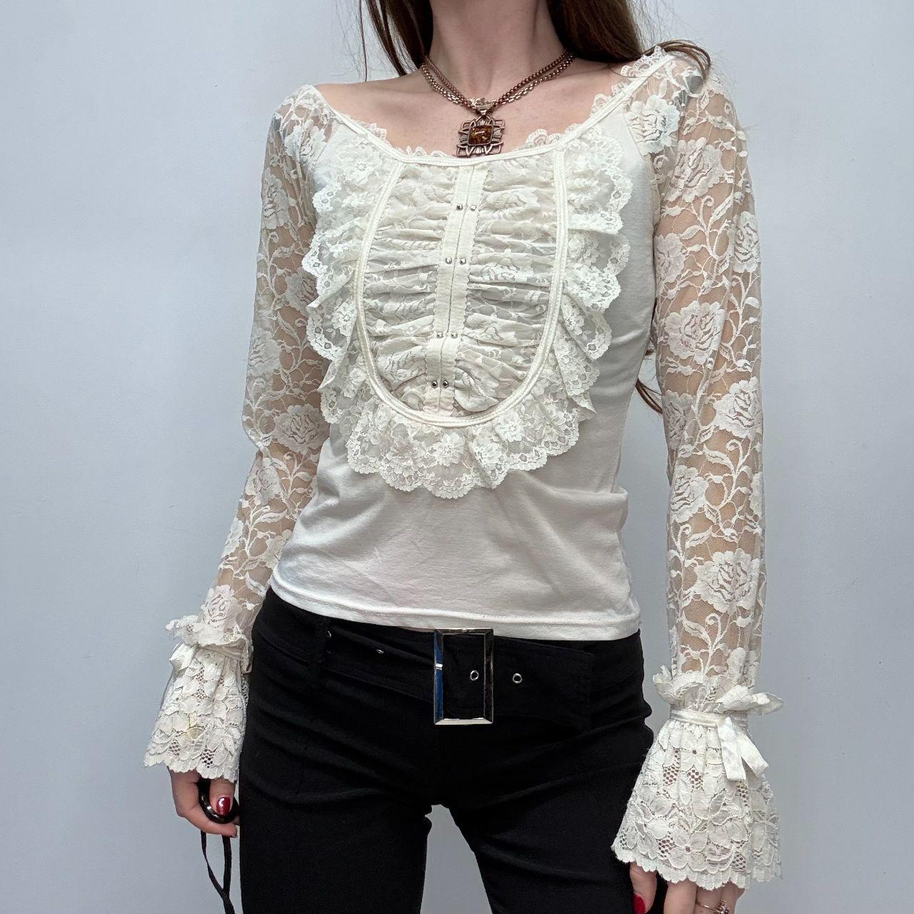 Cream lace coquette cottage shirt