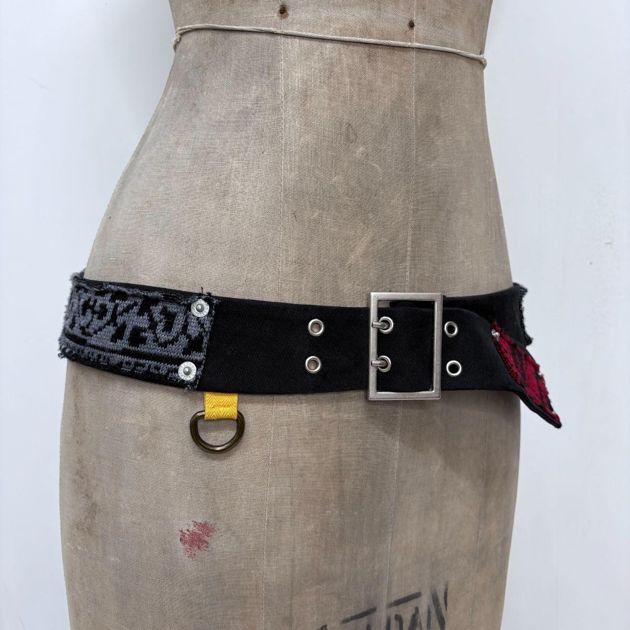 Black grunge patchwork belt
