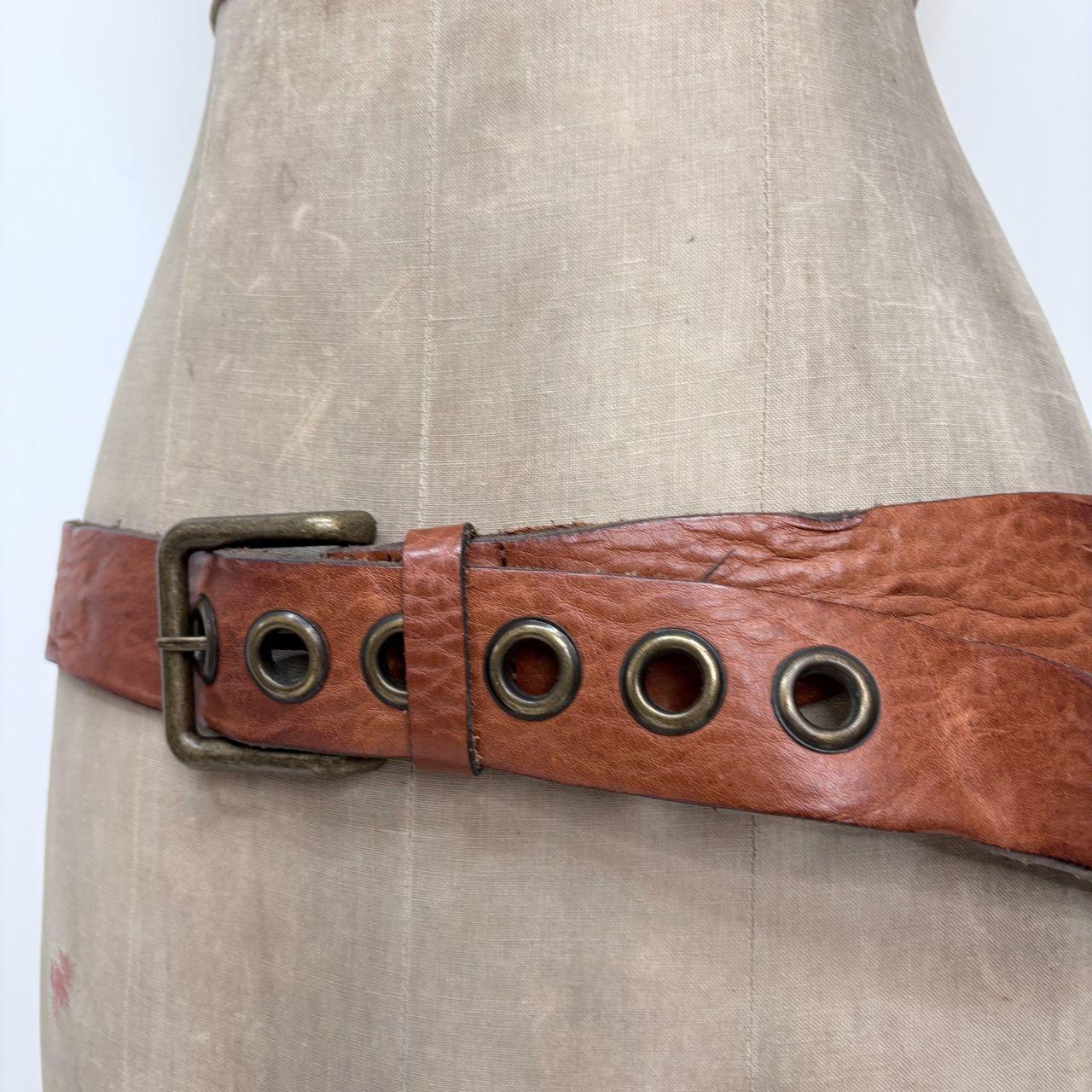 Brown chunky eyelet belt