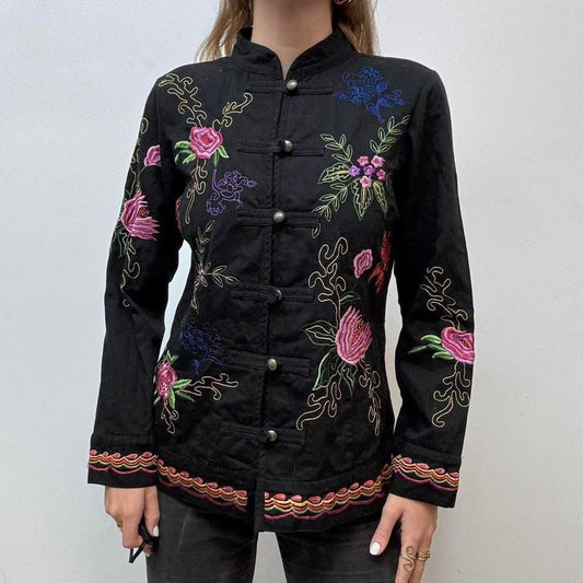 Black embroidered military jacjetjacket
