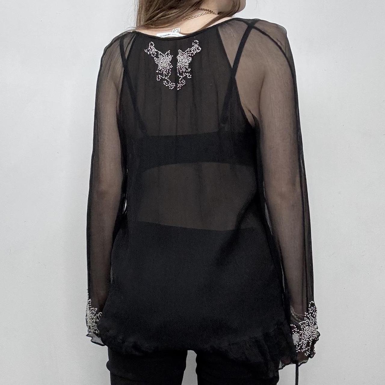Sheer black crinkle boho shirt