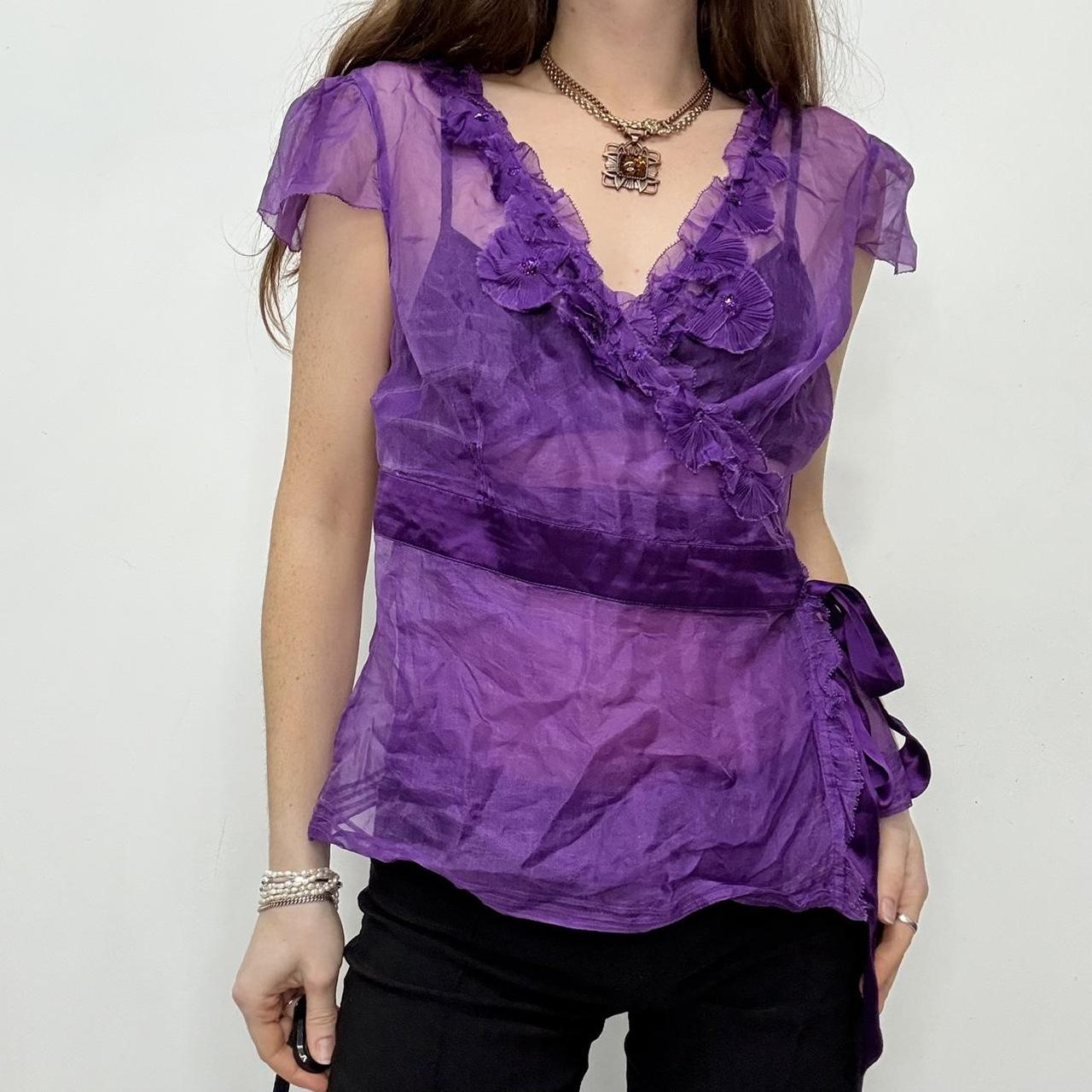 Sheer ruffle flutter fairy blouse