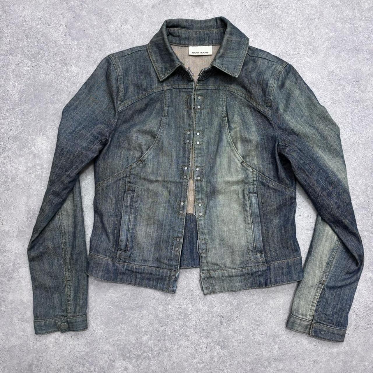 Distressed boxy hook front jacket