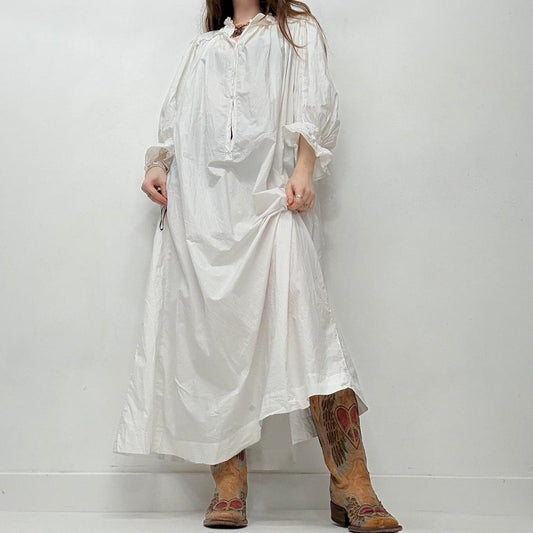White lace embroidered nightie dress