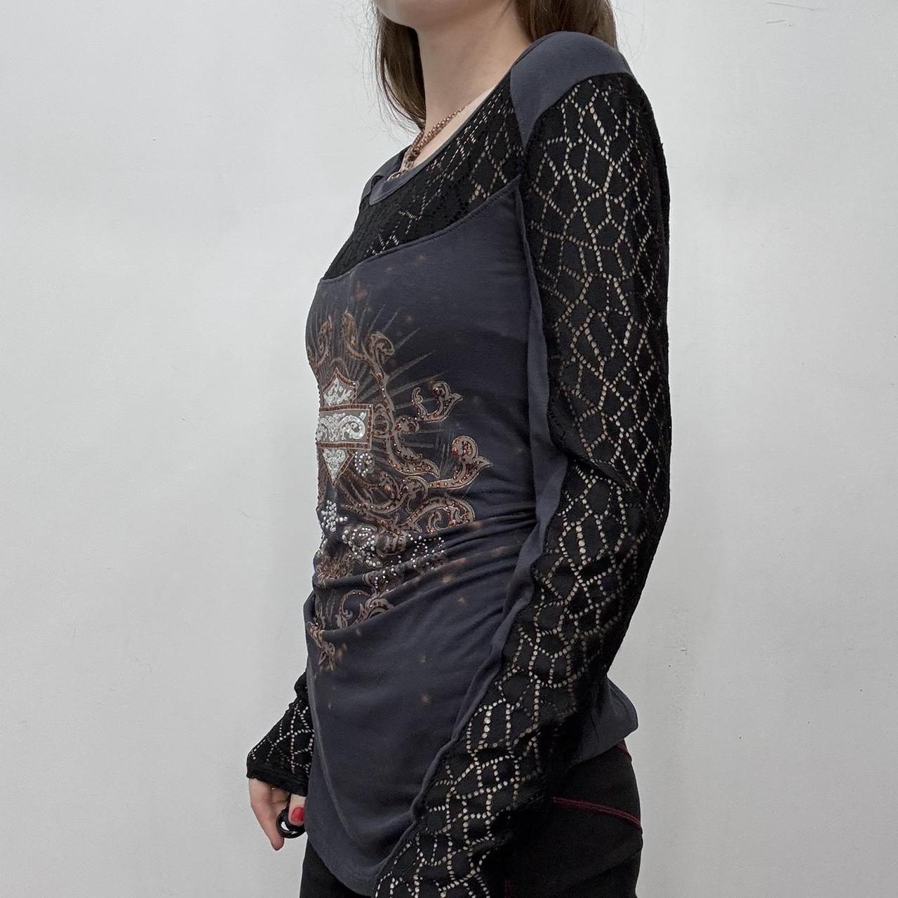 Slouchy graphic lace top