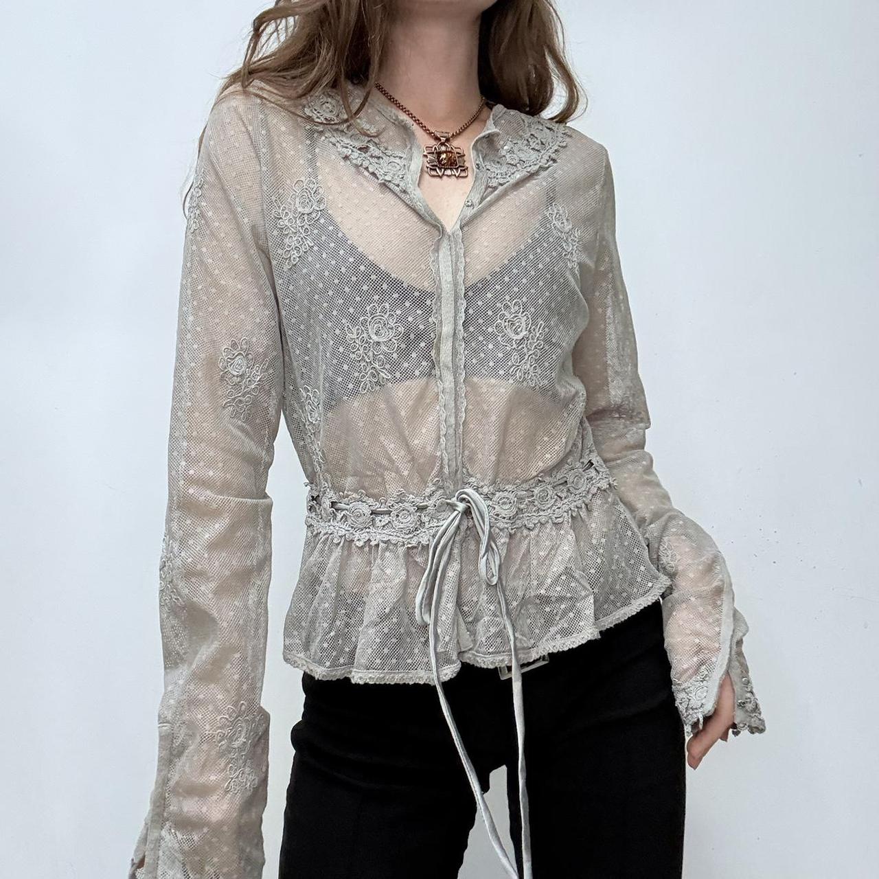 Sheer lace flared shirt