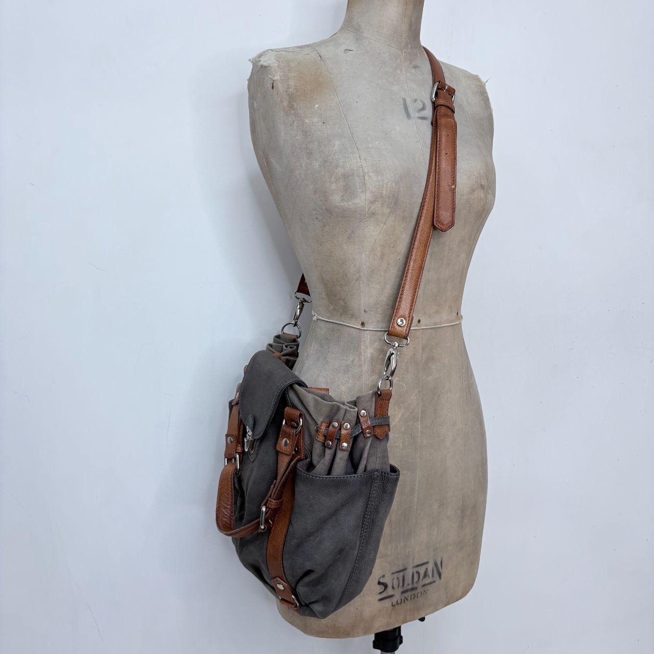 Grey cargo slouchy grunge leather bag