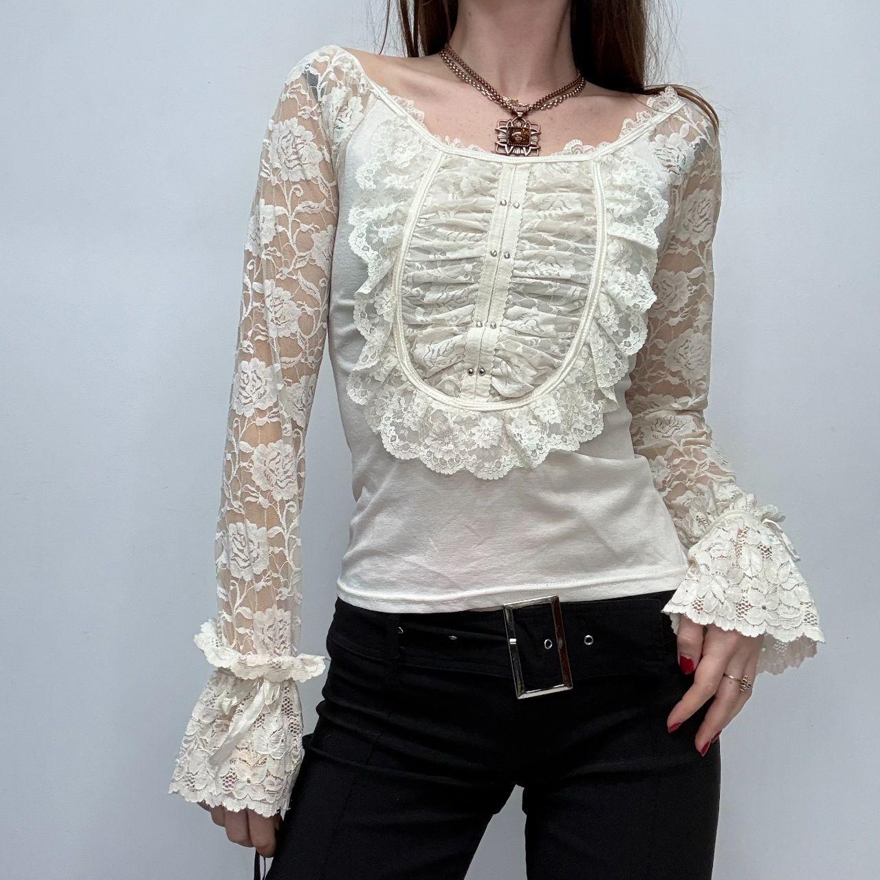 Cream lace coquette cottage shirt