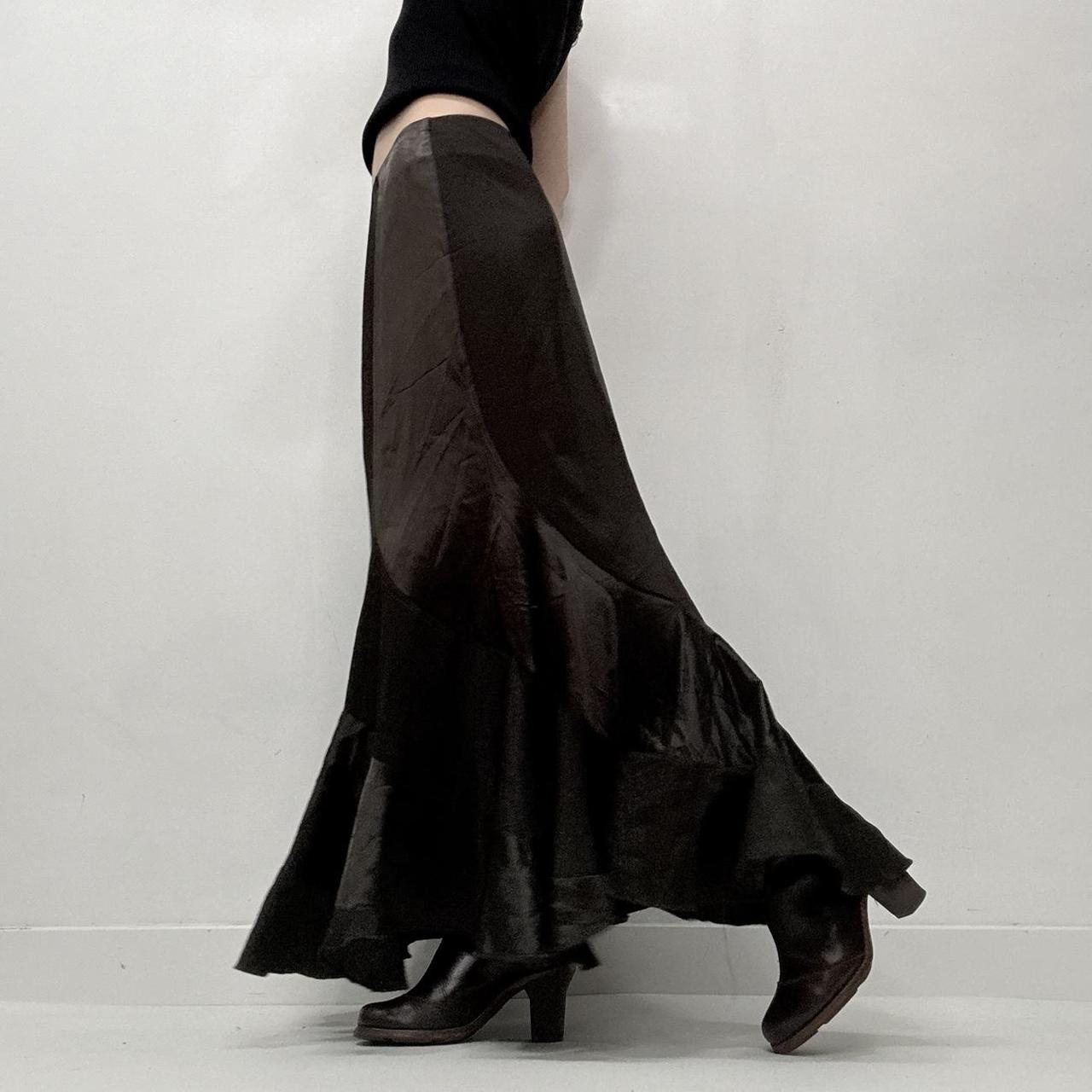 Brown layered maxi skirt
