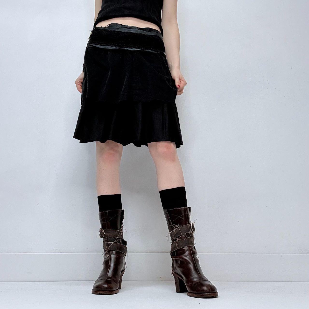 Black pleated mini ruffle skirt