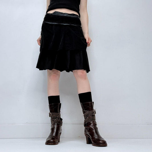 Black pleated mini ruffle skirt