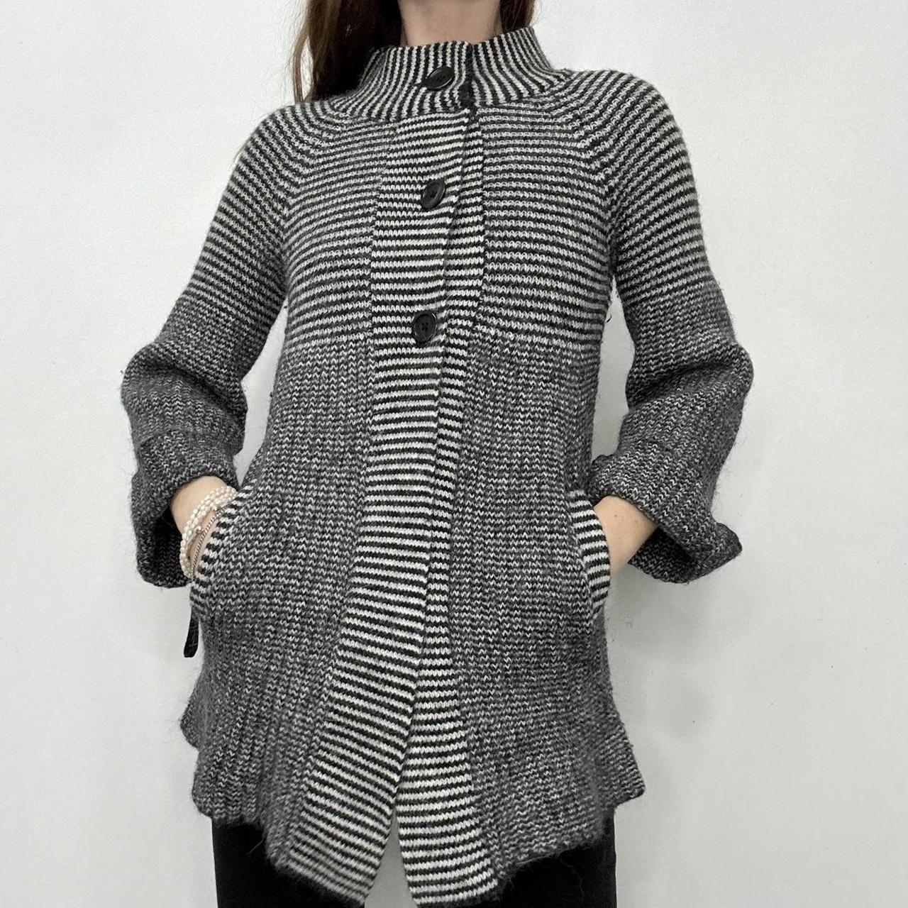 Striped knit wool pea coat sweater