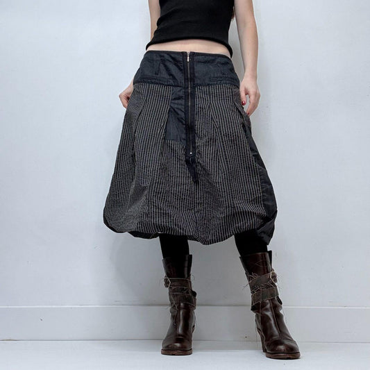 Pinstripe puff grunge midi skirt