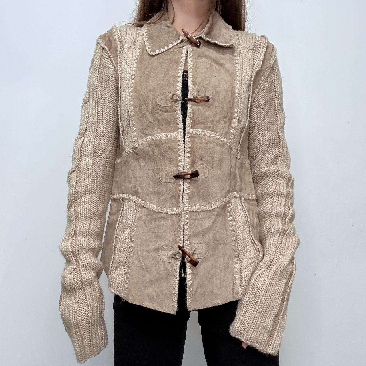 Knitted crochet suede boho jacket