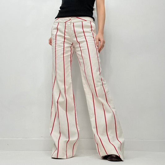 White wide leg pinstripe trousers