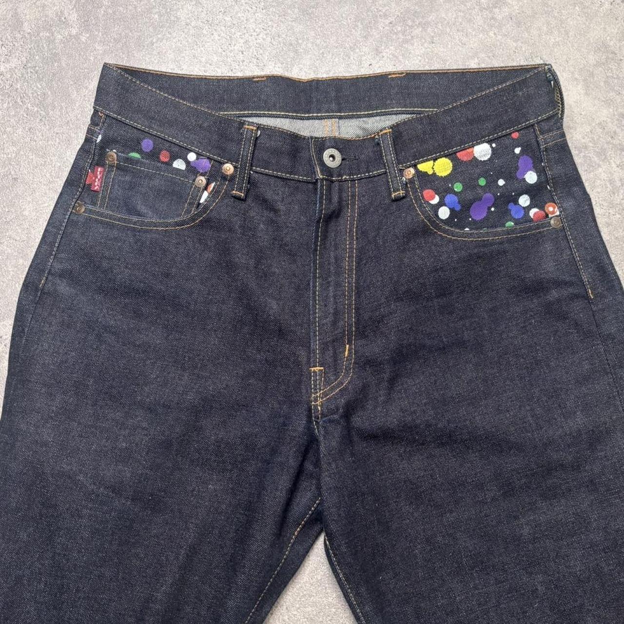 Dark denim salvage denim barrel leg jeans