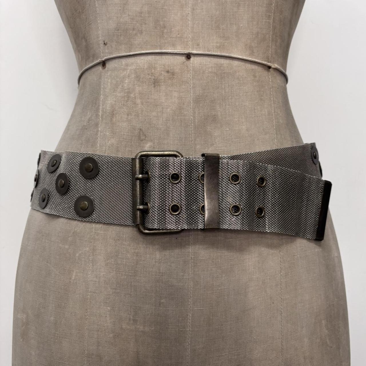 Silver studded chain metal belt