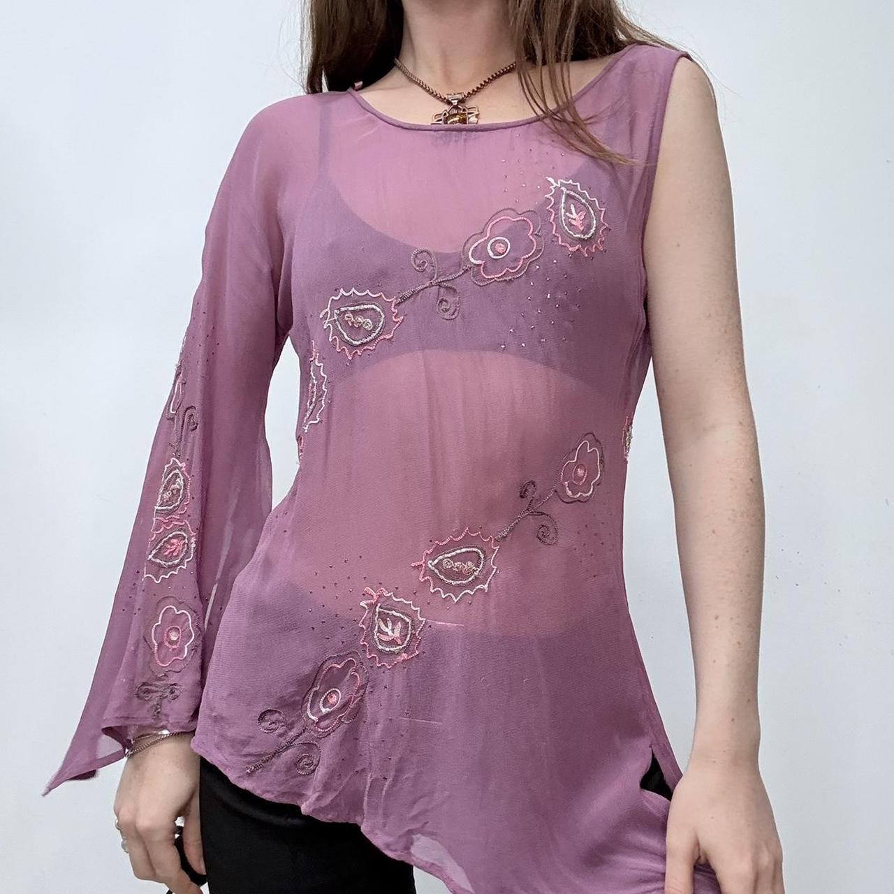 Sheer asymmetric flared fairy shirt