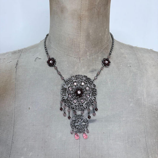 Boho draped fairy silver necklace